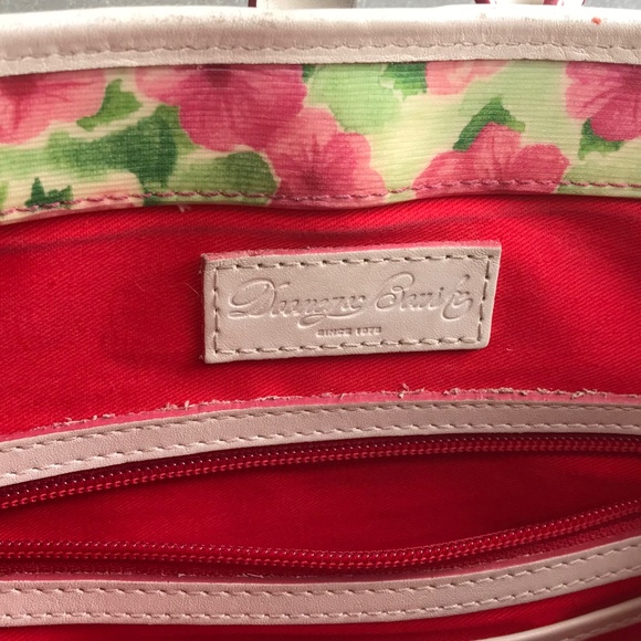 Dooney and Bourke Pink Petunia Floral Cotton Coated Bag w Strap EUC - Picture 4 of 4